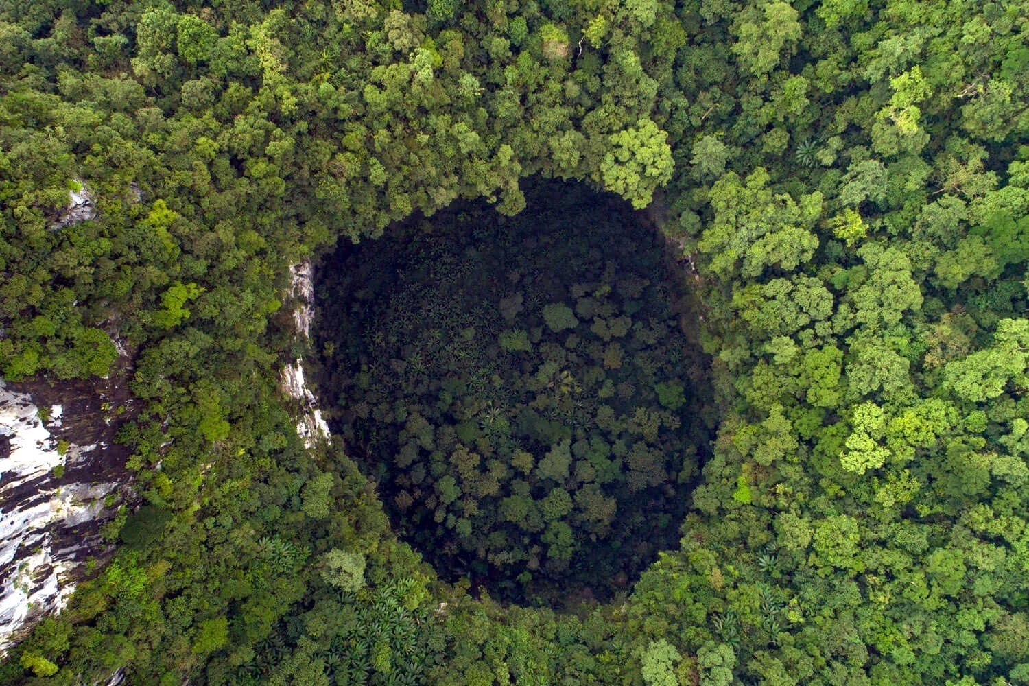 Hố sụt - một trong những địa điểm tham quan của tour mạo hiểm khám phá Sơn Đoong (Ảnh: TTXVN)