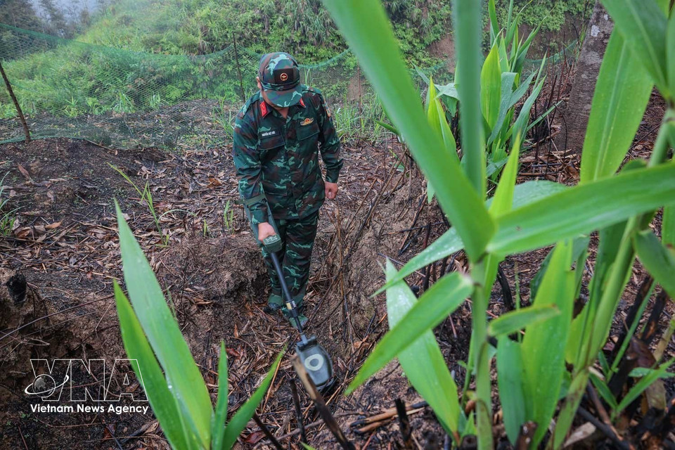 Detection equipment is used to locate and clear unexploded ordnance and other explosive remnants of war in areas where searches and recovery operations for fallen soldiers